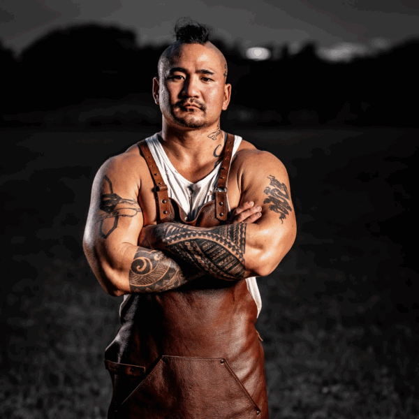 Photo of Pitmaster Stephen Kina courtesy of Hawaii Food & Wine Festival